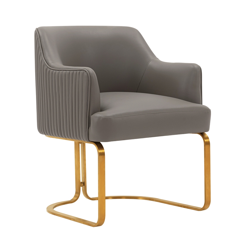 Manhattan Comfort Raya Dining Armchair with Solid Wood Frame in Taupe- Set of 2