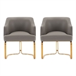 Manhattan Comfort Raya Dining Armchair with Solid Wood Frame in Taupe- Set of 2
