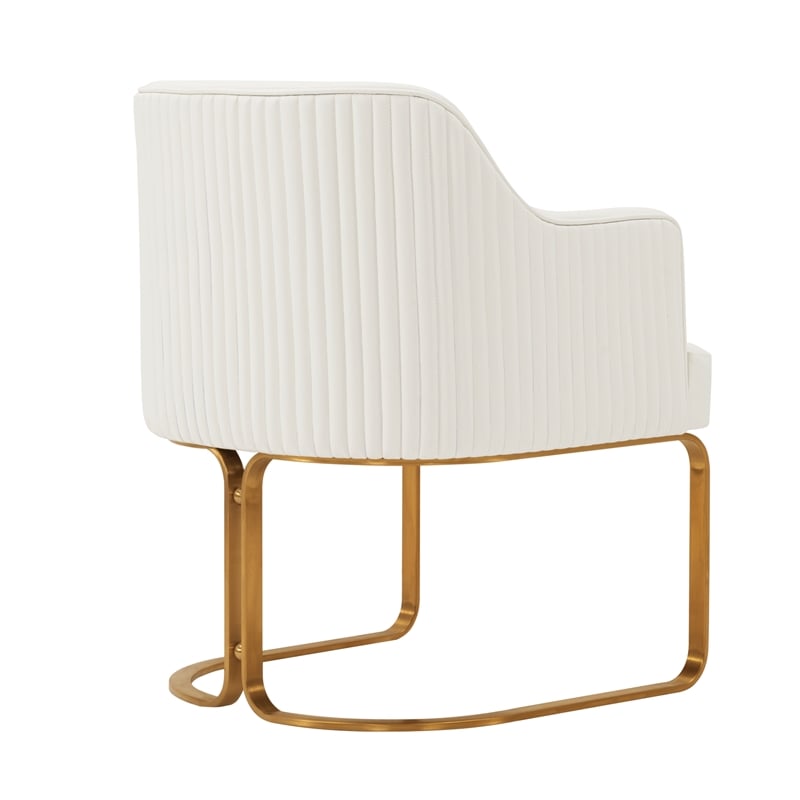 Manhattan Comfort Raya Dining Armchair with Solid Wood Frame in Cream- Set of 2