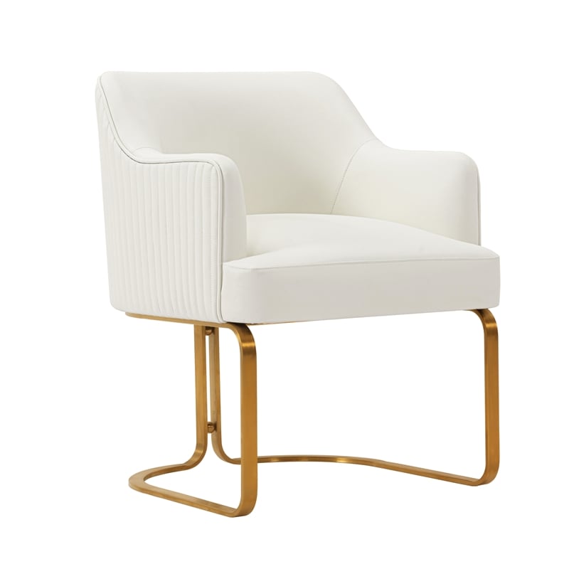Manhattan Comfort Raya Dining Armchair with Solid Wood Frame in Cream- Set of 2
