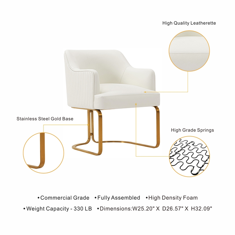 Manhattan Comfort Raya Dining Armchair with Solid Wood Frame in Cream- Set of 2
