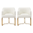 Manhattan Comfort Raya Dining Armchair with Solid Wood Frame in Cream- Set of 2