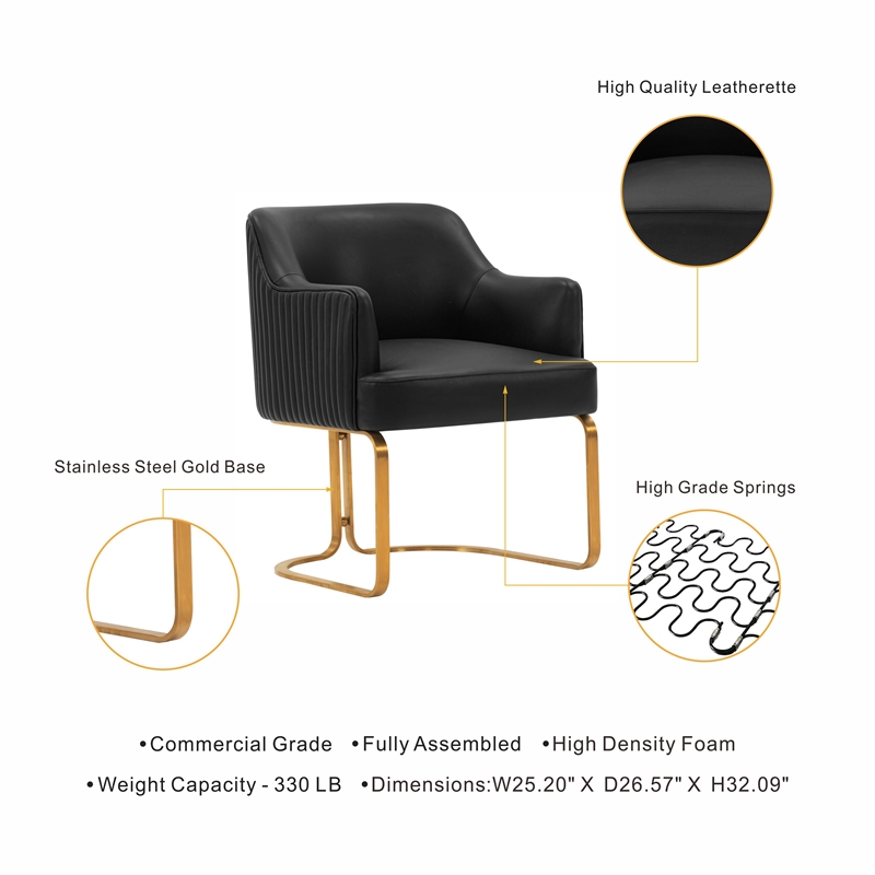 Manhattan Comfort Raya Dining Armchair with Solid Wood Frame in Black- Set of 2