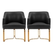 Manhattan Comfort Raya Dining Armchair with Solid Wood Frame in Black- Set of 2
