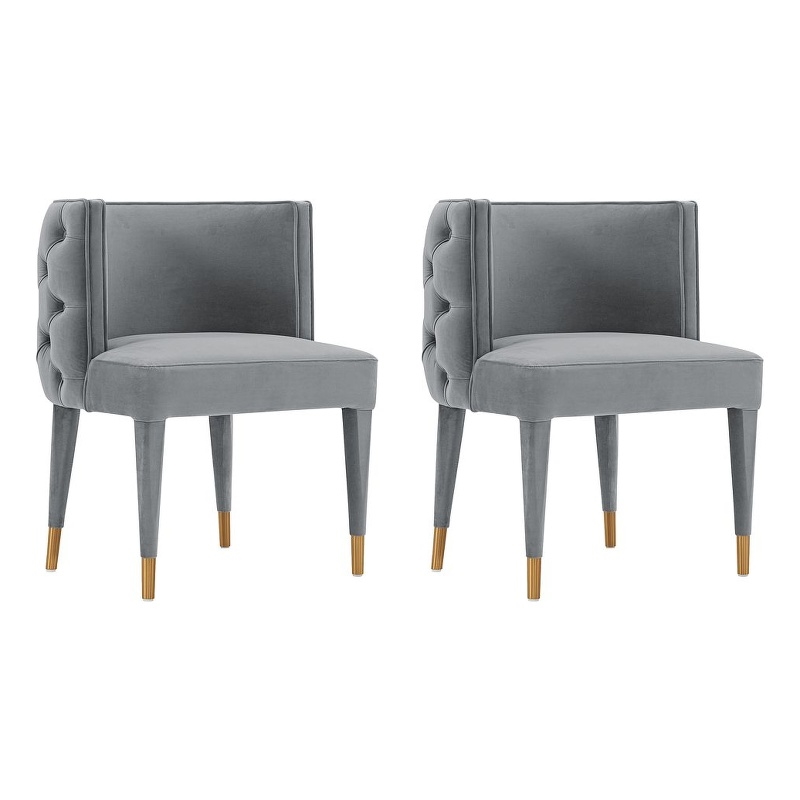 Manhattan Comfort Maya Dining Chair with Solid Wood Frame in Gray - Set of 2