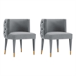 Manhattan Comfort Maya Dining Chair with Solid Wood Frame in Gray - Set of 2