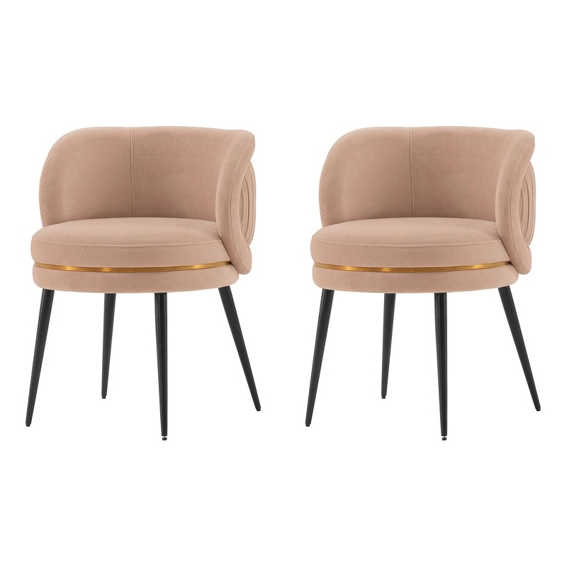 Manhattan Comfort Kaya Dining Chair with Solid Wood Frame in Cream - Set of 2