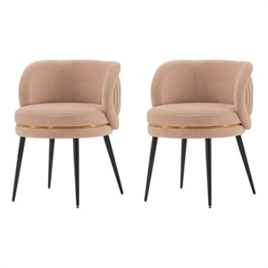 Manhattan Comfort Kaya Dining Chair with Solid Wood Frame in Cream - Set of 2