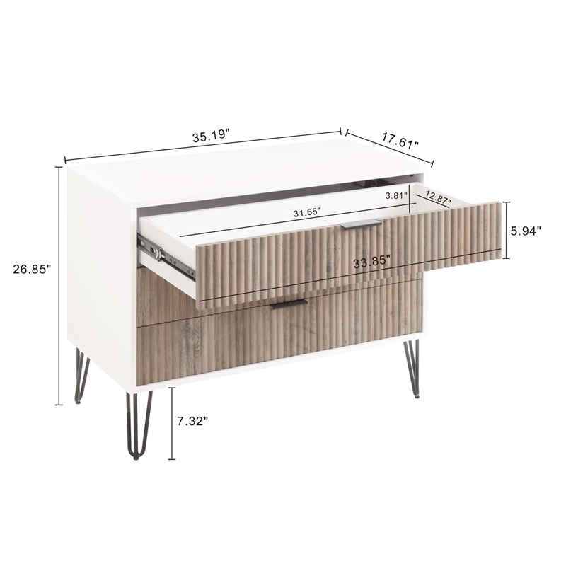2-Piece DUMBO Standard 3-Drawer Dresser and DUMBO 2.0 Nightstand in Light Gray