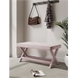 Manhattan Comfort Abigail Double Ottoman Bench with Solid Wood Frame in Pink