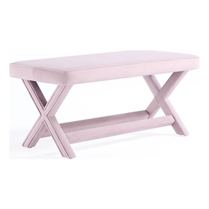 Manhattan Comfort Abigail Double Ottoman Bench with Solid Wood Frame in Pink