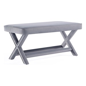 Manhattan Comfort Abigail Double Ottoman Bench with Solid Wood Frame in Gray