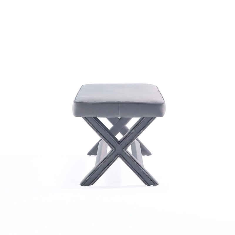 Manhattan Comfort Abigail Double Ottoman Bench with Solid Wood Frame in Gray
