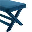 Manhattan Comfort Abigail Double Ottoman Bench with Solid Wood Frame in Blue
