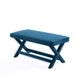 Manhattan Comfort Abigail Double Ottoman Bench with Solid Wood Frame in Blue