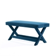 Manhattan Comfort Abigail Double Ottoman Bench with Solid Wood Frame in Blue