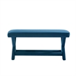 Manhattan Comfort Abigail Double Ottoman Bench with Solid Wood Frame in Blue
