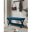 Manhattan Comfort Abigail Double Ottoman Bench with Solid Wood Frame in Blue