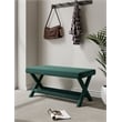 Manhattan Comfort Abigail Double Ottoman Bench with Solid Wood Frame in Green
