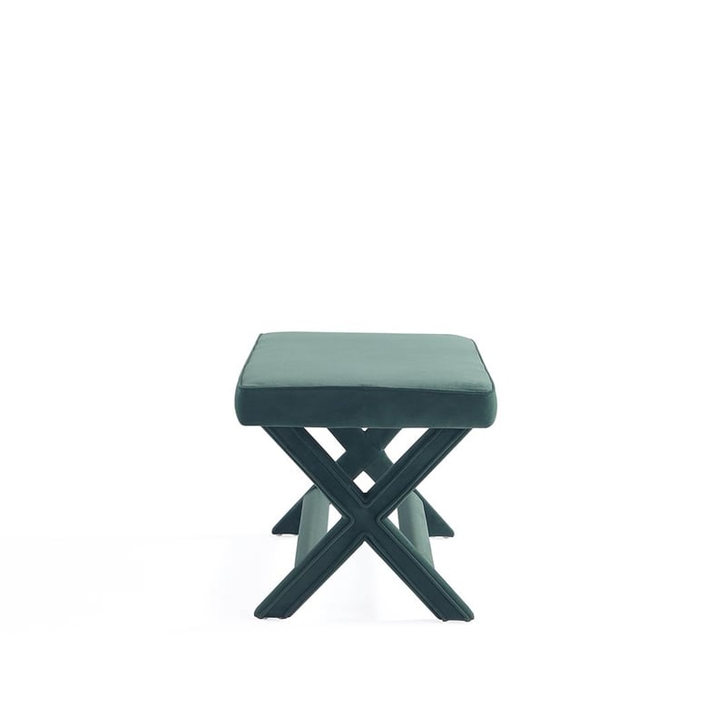 Manhattan Comfort Abigail Double Ottoman Bench with Solid Wood Frame in Green