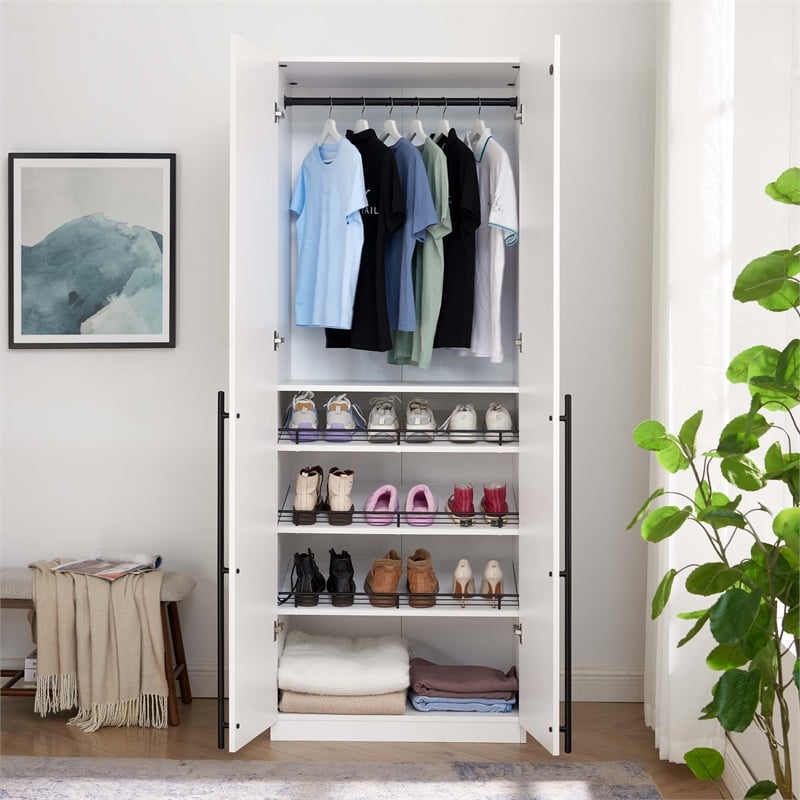 Manhattan Comfort Lee Wardrobe Closet 3.0 from Engineered Wood in White