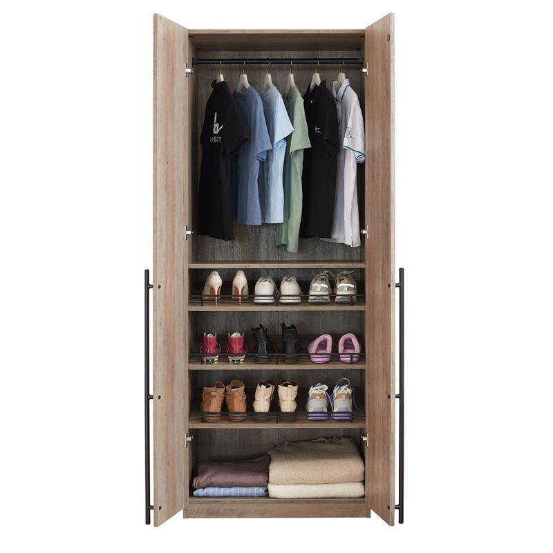Manhattan Comfort Lee Wardrobe Closet 3.0 from Engineered Wood in Rustic Gray