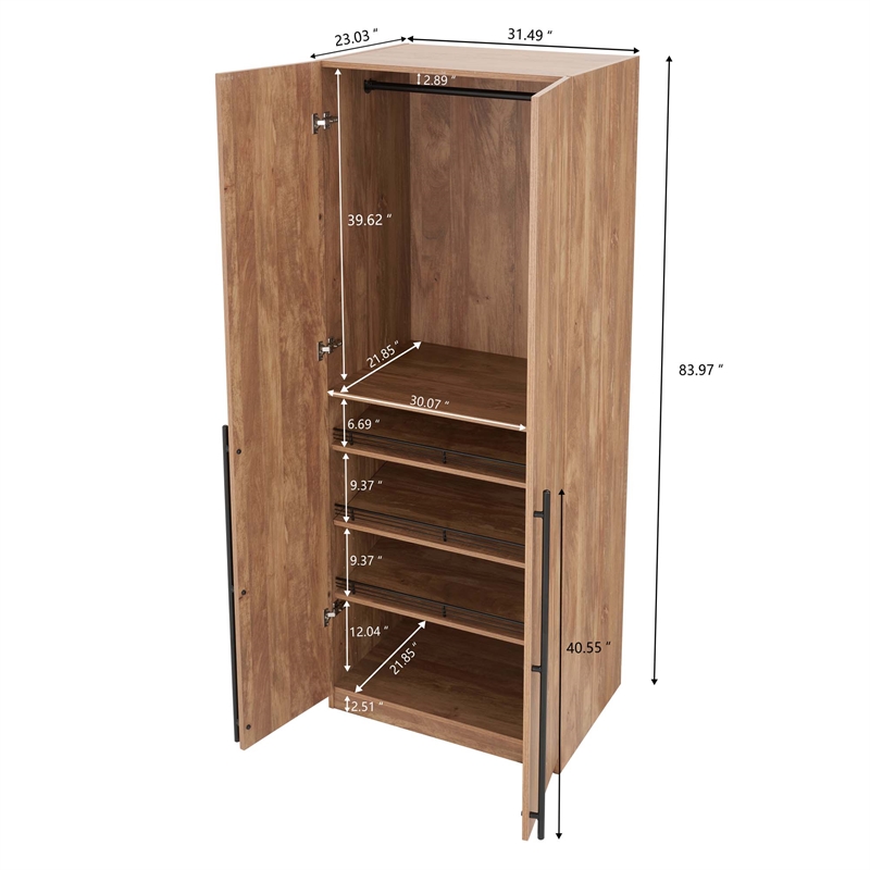 Manhattan Comfort Lee Wardrobe Closet 3.0 from Engineered Wood in Golden Brown