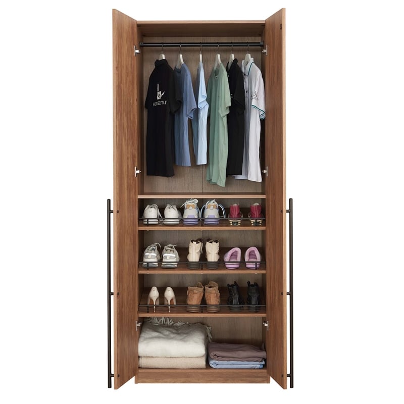 Manhattan Comfort Lee Wardrobe Closet 3.0 from Engineered Wood in Golden Brown