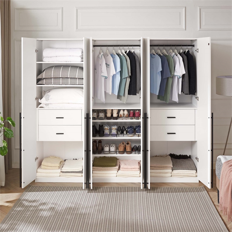 Manhattan Comfort Lee 3-Piece Module Wardrobe Closet from Engineered Wood- White