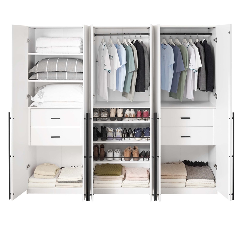 Manhattan Comfort Lee 3-Piece Module Wardrobe Closet from Engineered Wood- White