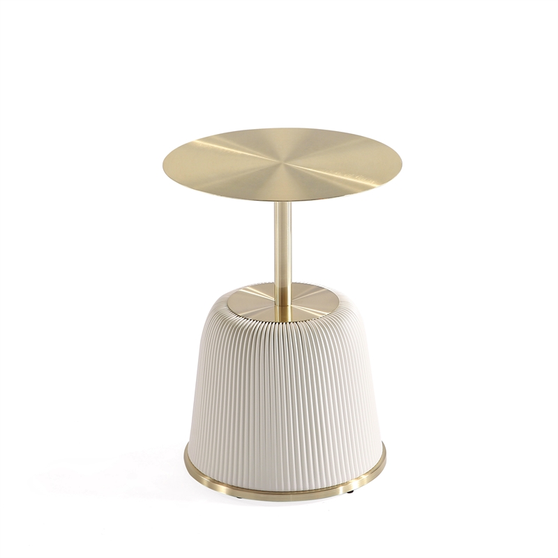 Manhattan Comfort Anderson End Table 1.0 with Steel Frame in Cream - Set of 2
