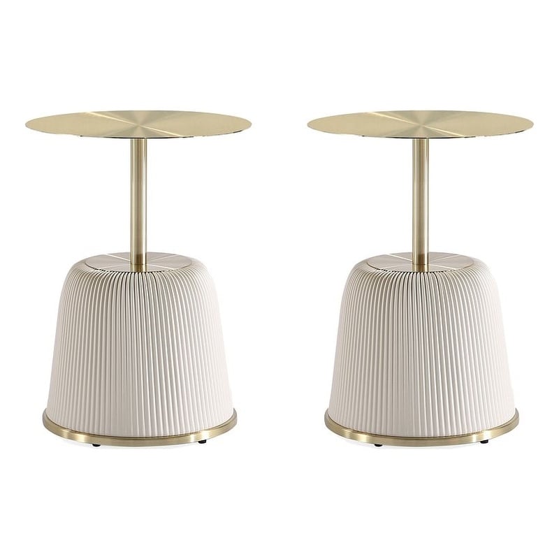 Manhattan Comfort Anderson End Table 1.0 with Steel Frame in Cream - Set of 2