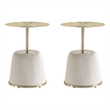 Manhattan Comfort Anderson End Table 1.0 with Steel Frame in Cream - Set of 2