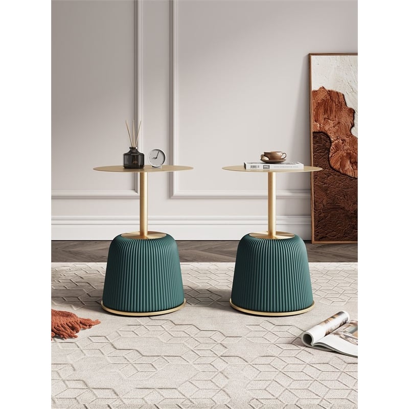 Manhattan Comfort Anderson End Table 1.0 with Steel Frame in Green - Set of 2