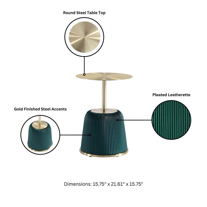 Manhattan Comfort Anderson End Table 1.0 with Steel Frame in Green - Set of 2