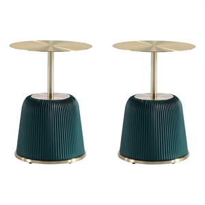 Manhattan Comfort Anderson End Table 1.0 with Steel Frame in Green - Set of 2