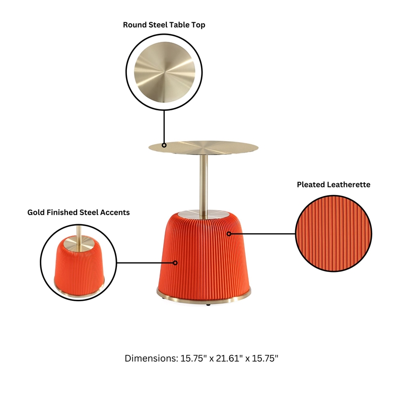 Manhattan Comfort Anderson End Table 1.0 with Steel Frame in Orange - Set of 2