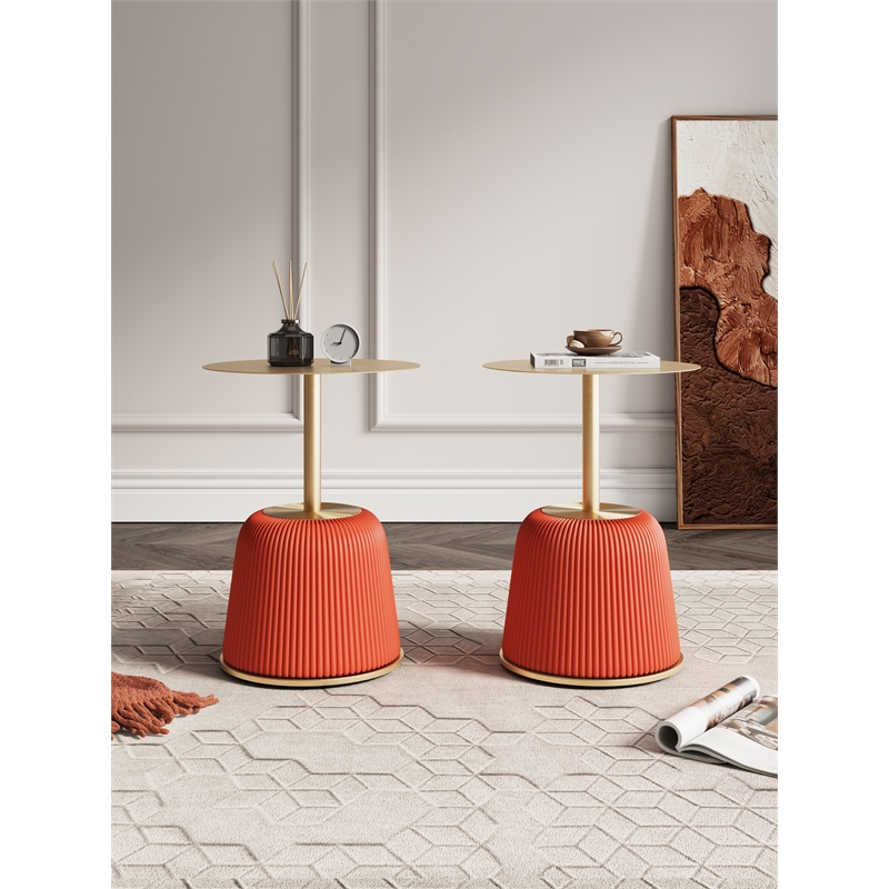 Manhattan Comfort Anderson End Table 1.0 with Steel Frame in Orange - Set of 2