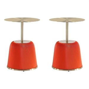 Manhattan Comfort Anderson End Table 1.0 with Steel Frame in Orange - Set of 2