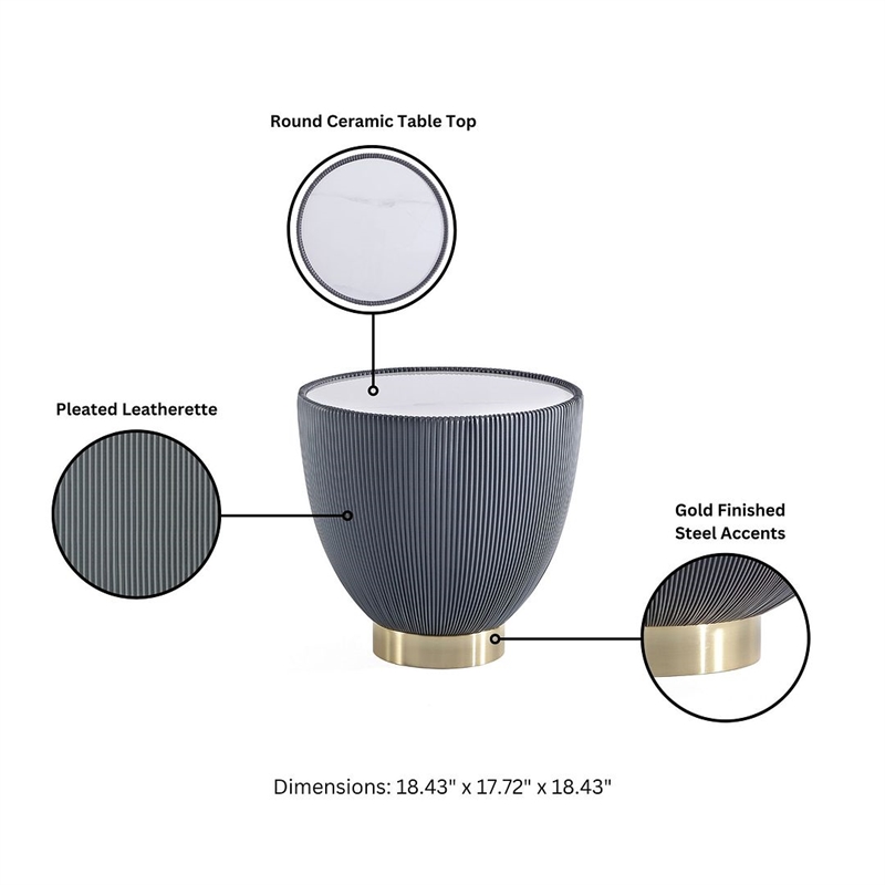 Manhattan Comfort Anderson End Table 2.0 with Steel Frame in Gray - Set of 2