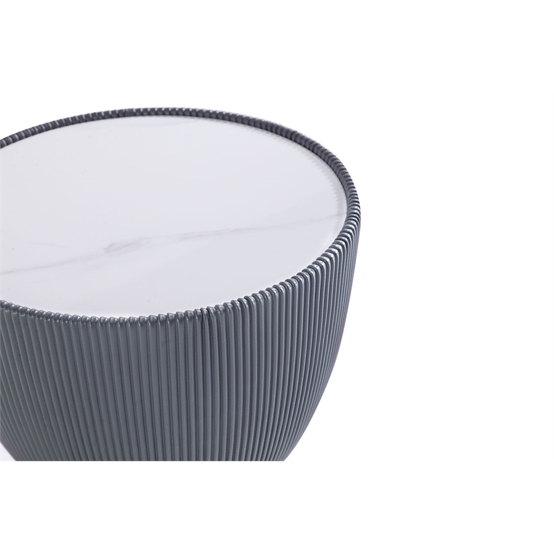 Manhattan Comfort Anderson End Table 2.0 with Steel Frame in Gray - Set of 2