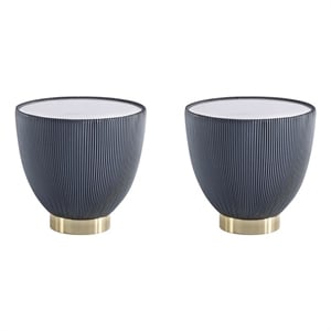 Manhattan Comfort Anderson End Table 2.0 with Steel Frame in Gray - Set of 2