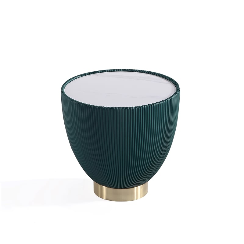 Manhattan Comfort Anderson End Table 2.0 with Steel Frame in Green - Set of 2