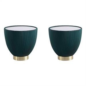 Manhattan Comfort Anderson End Table 2.0 with Steel Frame in Green - Set of 2