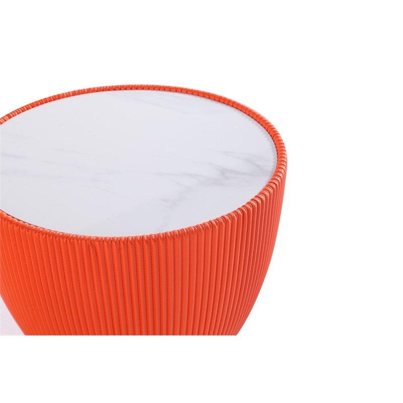 Manhattan Comfort Anderson End Table 2.0 with Steel Frame in Orange - Set of 2