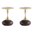 Manhattan Comfort Patchin End Table with Steel Frame in Brown - Set of 2