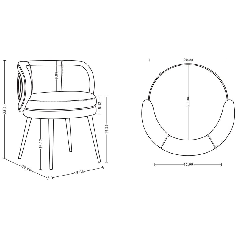 Manhattan Comfort Kaya Solid Wood Base Dining Chair in Gray - Set of 2