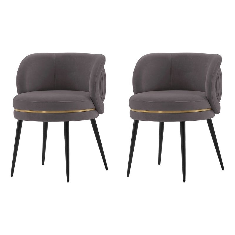 Manhattan Comfort Kaya Solid Wood Base Dining Chair in Gray - Set of 2