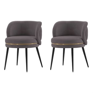 Manhattan Comfort Kaya Solid Wood Base Dining Chair in Gray - Set of 2