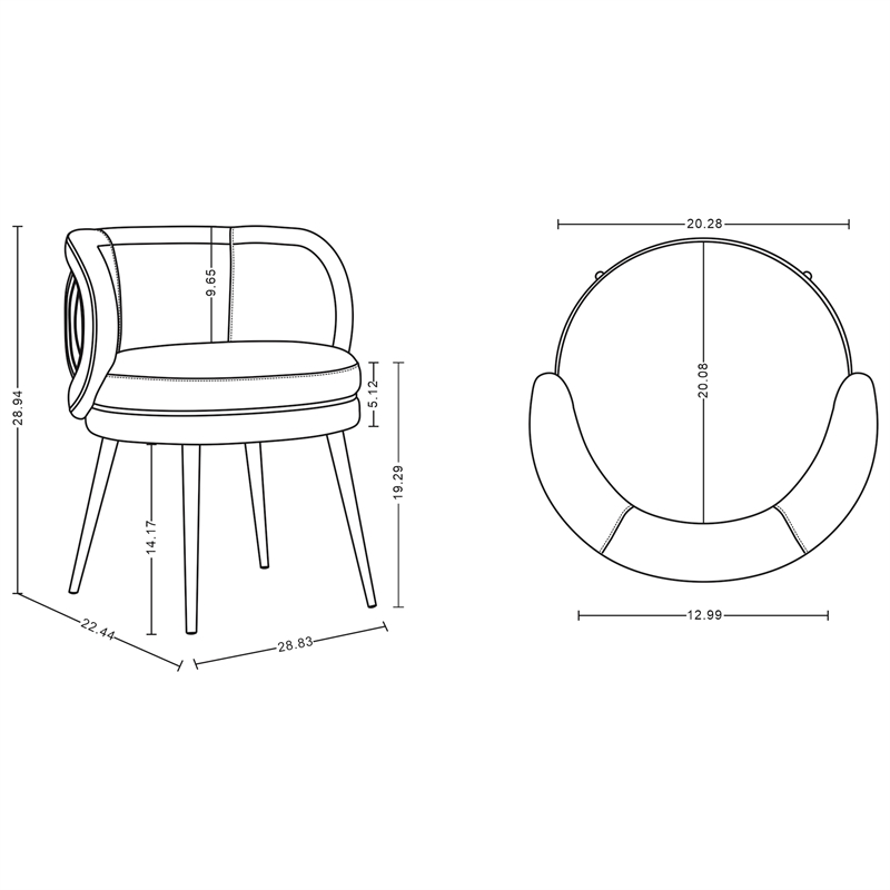 Manhattan Comfort Kaya Solid Wood Base Dining Chair in Mint Green - Set of 2